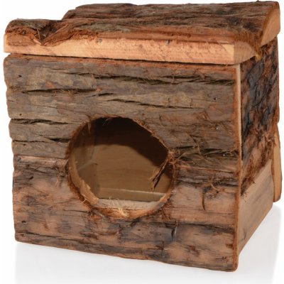 Tommi Dřevěný domeček s kúrou velký pro hlodavce 15 x 15 x 15 cm – Zboží Mobilmania
