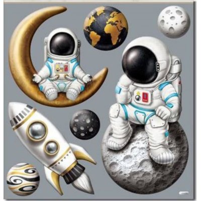 IMPOL TRADE SLKKOS-01 Samolepky na zeď astronaut rozměr 37 x 40,4 cm – Zboží Dáma