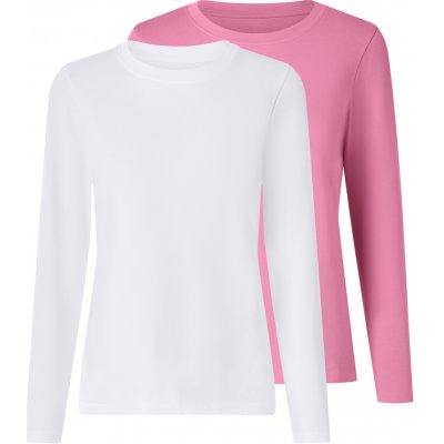 Esmara dámské triko s dlouhými rukávy 2 kusy růžová/krémová – Zboží Dáma