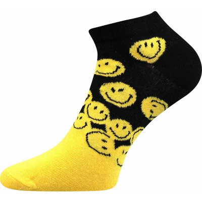 Boma ponožky Piki obrázek smajlík, černá-žlutá