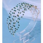 B-TOP Síťovaná čelenka do vlasů zdobená krystaly nebo perlami Druh barvy: Zlatá – Zboží Dáma