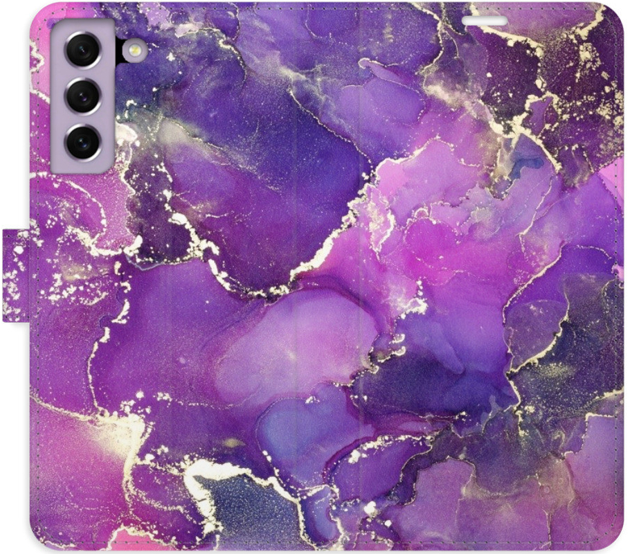 Pouzdro iSaprio Flip s kapsičkami na karty - Purple Marble Samsung Galaxy S21 FE 5G