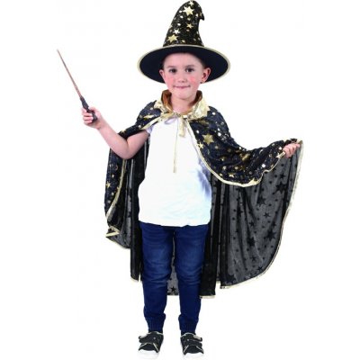plášť černý s kloboukem čaroděj Halloween – Zboží Dáma