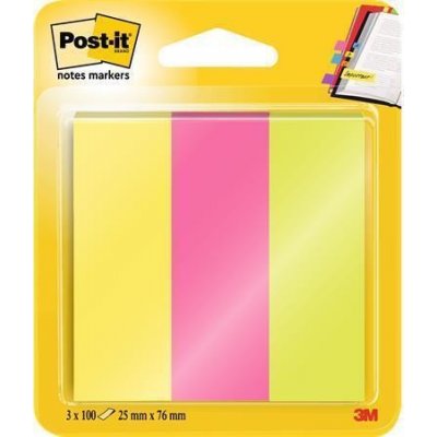 3M POSTIT Samolepicí záložky, mix neonových barev, 25 x 76 mm, 3x 100 listů, 3M POSTIT 7100172769 ,balení 300 ks – Hledejceny.cz