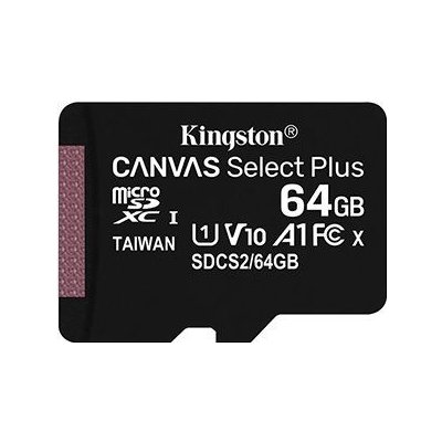 Kingston paměťová karta Canvas Select Plus, 64GB, micro SDXC, SDCS2/64GBSP, UHS-I U1 (Clas (SDCS2/64GBSP)