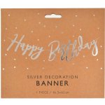 PartyDeco BANNER Happy Birthday stříbrný 16,5x62cm – Sleviste.cz