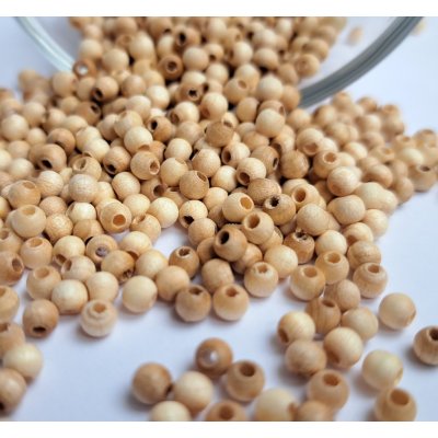 Detoa dřevěné korálky přírodní nelakované 4 mm 10 ks – Zboží Dáma