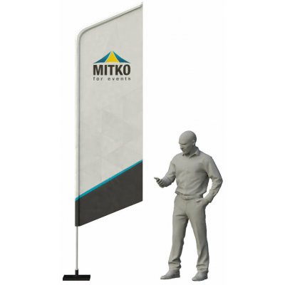 MITKO Reklamní vlajka Hussar M (80x275 cm) s hliníkovým stožárem – Zkosené – Hřeb s ocelovým rotátorem ⌀ 20 mm – Hledejceny.cz