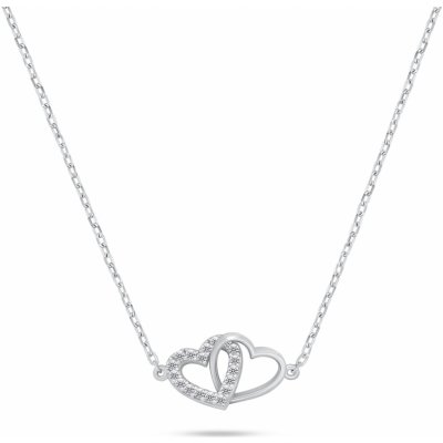 Brilio Silver Stříbrný náhrdelník propojená srdíčka NCL204W – Zboží Dáma