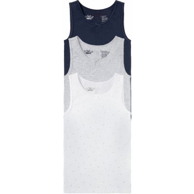Pepperts dívčí košilka top, 3 kusy vzor / šedá / navy modrá / bílá