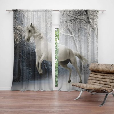 Závěsy Bílý kůň: 2 ks - 140x250 cm - Sablio – Hledejceny.cz