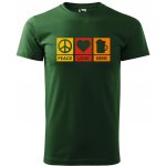 Dobrý Triko pánské tričko Peace Love beer Lahvově zelená – Hledejceny.cz