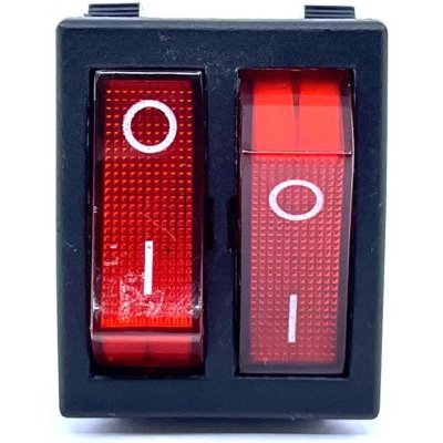 Tracon electric Kolébkový vypínač ON-OFF, 2 obvody, červený, 16A, 250V, 0-I – Sleviste.cz