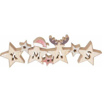 Clayre & Eef Vánoční dřevěná dekorace Xmas - 30*9*2 cm – Hledejceny.cz