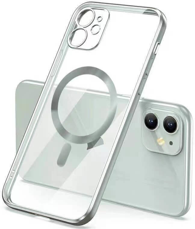 Pouzdro SES MagSafe silikonové Apple iPhone SE 2022 - stříbrné