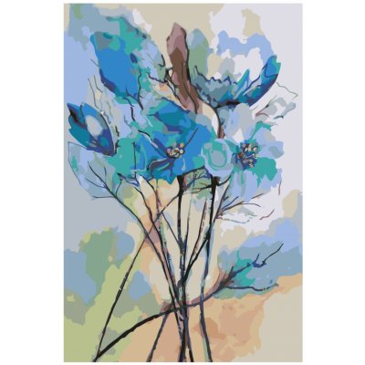 MALUJEŠ Malování podle čísel ABSTRAKCE MODRÝCH KVĚTIN Rozměr 40 x 60 cm Rámování vypnuté plátno na rám – Zboží Dáma