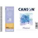 Canson Montval Aquarelle skicák kroužkový na krátké straně 300g 12 listů 10,5x15,5cm bílá do A5 300 a víc jemně zrnitá