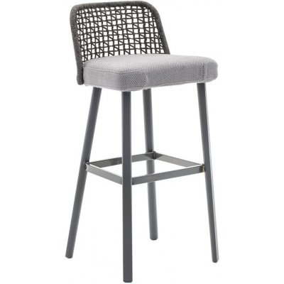 Varaschin Barová židle vyšší Emma, 47x48x102 cm, nohy hliník, výplet lanko, sedák venkovní látka kat. B – Zbozi.Blesk.cz