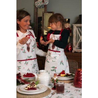 Clayre & Eef Kuchyňská zástěra Holly Christmas s jelenem 70x85 cm – Hledejceny.cz
