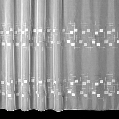 Rand voálová záclona 29949-2B šedé čtverečky, s olůvkem, bílá, výška 280cm ( v metráži) – Zboží Mobilmania