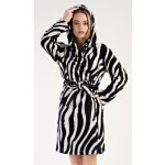 Vienetta Secret dámský župan krátký s kapucí Zebra černá – Zboží Dáma