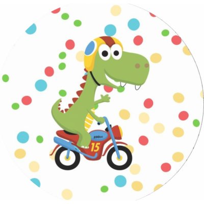 Jedlý tisk DINOSAUR - MOTORKA ● materiál: FONDÁNOVÝ DECORLIST ✴️, ● velikost: 5cm (20 ks / A4) ☝ – Zboží Mobilmania