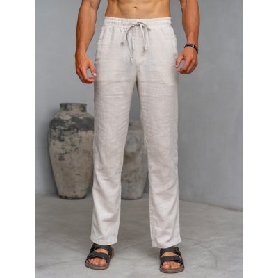 TallGuys pánské prodloužené lněné kalhoty Natural – Sleviste.cz