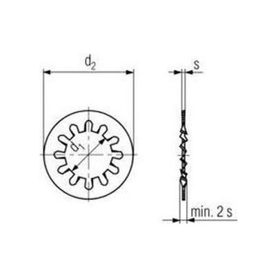 podložka M10 pr.10.5x18x0.9 A2 NEREZ vějířová vnější ozubení DIN 6797 A – Zboží Mobilmania