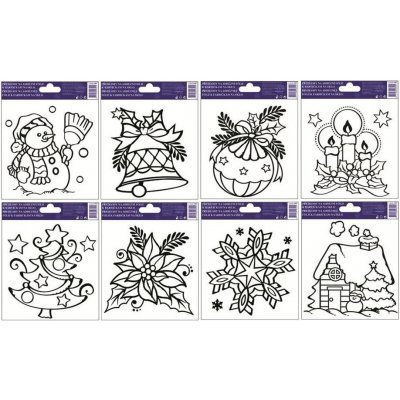 Předlohy na malování na sklo s vyvýšenou konturou vánoční 14 x 14 cm – Zboží Dáma