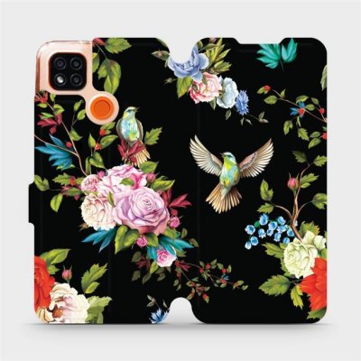 Pouzdro Mobiwear Parádní flip Xiaomi Redmi 9C - VD09S - Ptáčci a květy