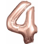 Amscan Balónek fóliový narozeniny číslo 4 růžovo zlaté 86 cm