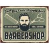 Plakát Zelená nástěnná kovová cedule Barber Shop – 33x1x25 cm