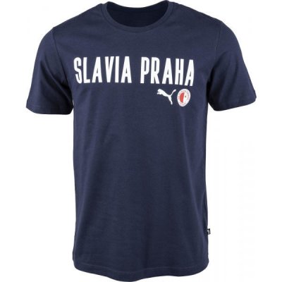 Puma Slavia Prague Graphic Tee DBLU Tmavě modrá Bílá Červená triko – Zboží Mobilmania