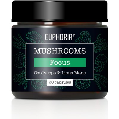 Euphoria Euphoria, Houbové kapsle Focus, Cordyceps & Lions Mane 30 kapslí – Hledejceny.cz