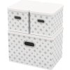 Úložný box HomeLife Úložný box s víkem sada 3 ks 5104 bílá kytičky