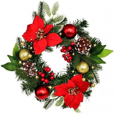 DOMMIO Věnec s červenou poinsetií 30 cm – Zboží Dáma