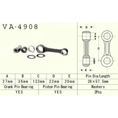 VESRAH 2026/03 ojniční sada KAWASAKI JS 750 95-98, SXI / SS 750 95-98, STS 750 95-97 (vodní skútr) vyrobeno v Japonsku | Zboží Auto