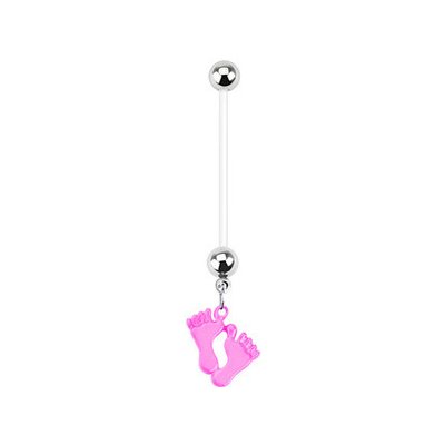Šperky4U těhotenský piercing do pupíku stopy WP01020-P – Zboží Mobilmania