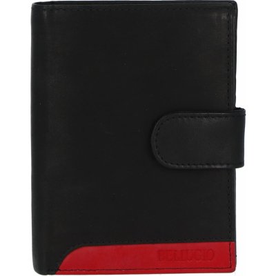 Praktická pánská kožená peněženka s barevným logem Margita černá/červená
