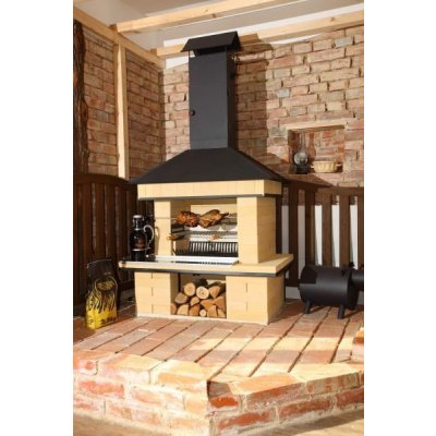 Zahradní krby Jiří Věříš Víceúčelový zahradní krb s udírnou 70 cm Výška podstavce krbu 58,5 cm Vlevo Bílá – Zboží Dáma