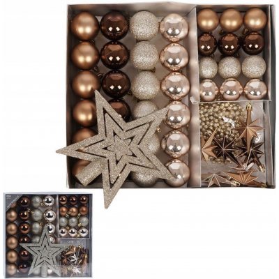 ozdoba vánoční koule špička dekorace sada 45díl. STŘ,ZLA,MĚĎ – Zboží Mobilmania