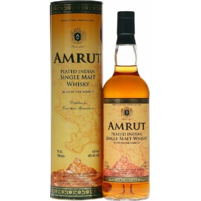 Amrut Peated Indian Single Malt Whisky 46% 0,7 l (tuba) – Zboží Mobilmania