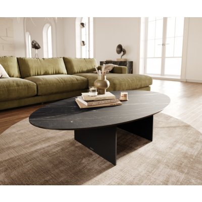 Delife Edge oválný 140×80 cm keramika Laminam® Noir Desir hnědá Salto kov černá – Hledejceny.cz