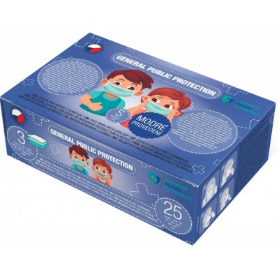General Public Protection třívrstvá jednorázová dětská rouška modrá 25 ks – Zboží Dáma
