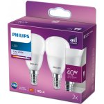 Philips 2x LED kulová žárovka E14 P45 4,9W = 40W 470 lm 4000K denní bílá – Zboží Mobilmania