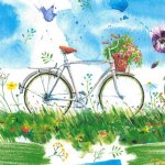 Ubrousky na dekupáž Watercolour Bicycle 1 ks – Zboží Dáma