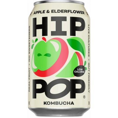 Hip Pop Kombucha fermentovaný čaj s příchutí jablka a bezinky 330 ml – Hledejceny.cz