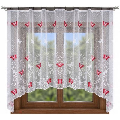 BytoTex Oblouková záclona Motýl červená 310x160 cm – Hledejceny.cz
