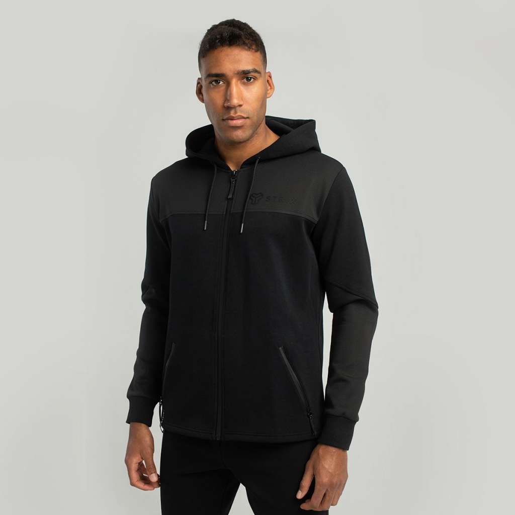 STRIX Mikina Essential Zip Up Hoodie Black