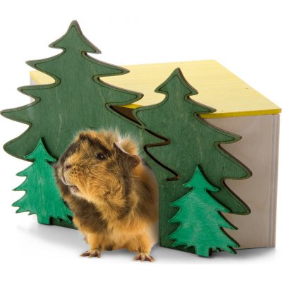 JK ANIMALS Dřevěný rohový domek Les pro morčata 15 x 15 x 16 cm – Zboží Mobilmania